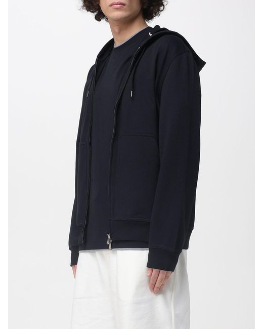 Brunello Cucinelli Blue Cotton Blend Hoodie for men