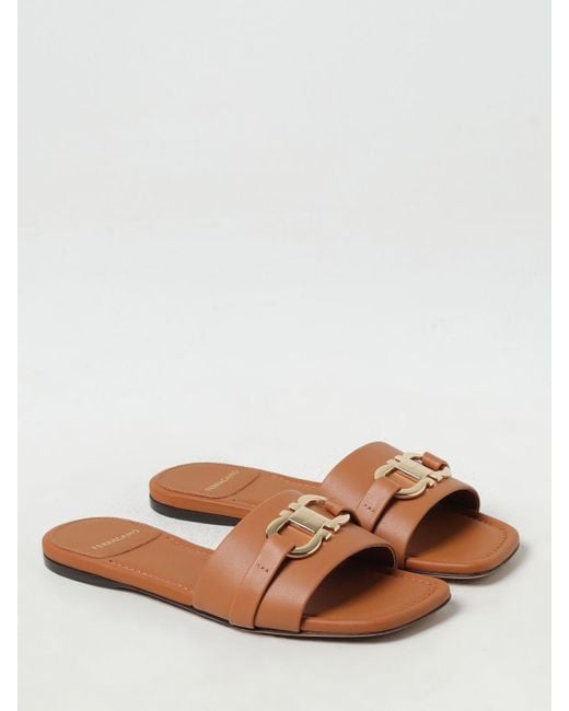 Ferragamo Brown Flat Sandals