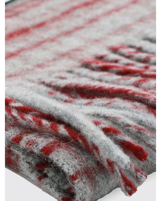 Marni White Cheque Wool And Mohair Blend Scarf With Logo And Frayed Edges for men