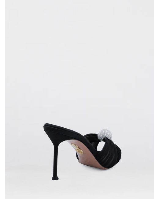 Aquazzura Black Mystery Nylon Mules With Jewel Embellishment