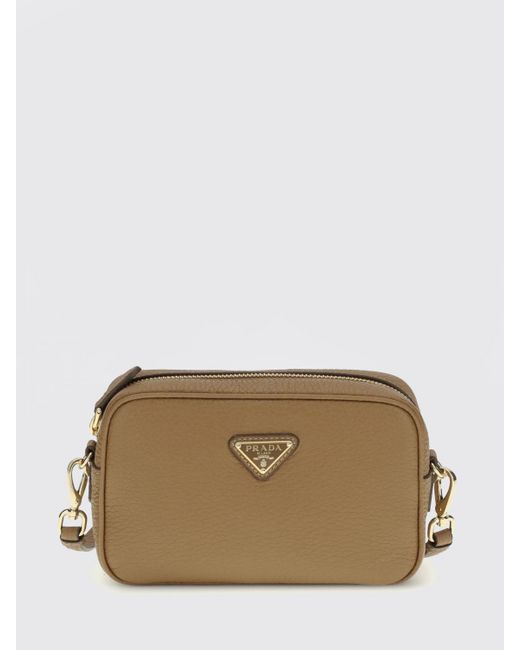 Prada Natural Grained Leather Triangle Shoulder Bag