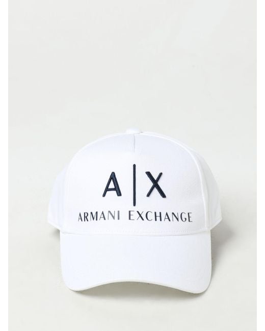 Cappello in cotone con logo ricamato di Armani Exchange in White da Uomo