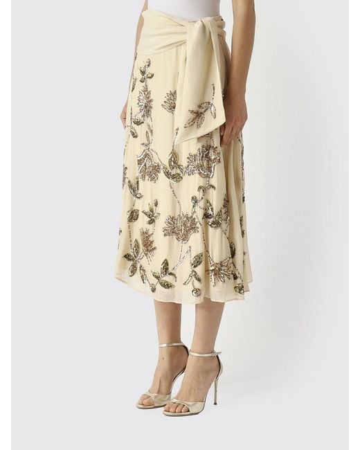 Maliparmi Natural Viscose Skirt With Embroidery