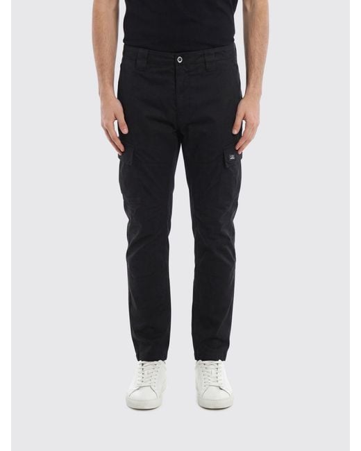 C P Company Black Cotton Cargo Pants for men