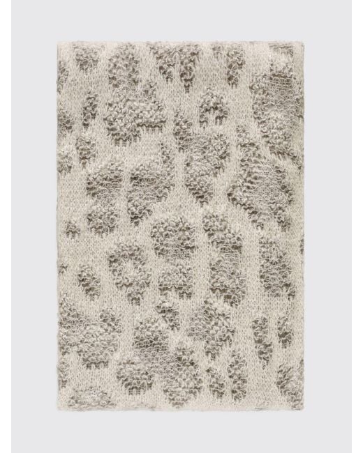 Avant Toi Natural Abstract Jacquard Cashmere And Wool Blend Scarf