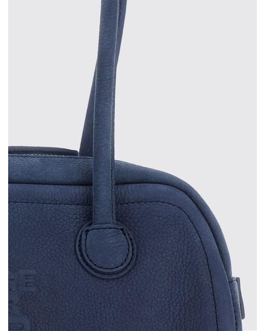 MARGE SHERWOOD Blue Cow Leather Shoulder Bag With A Double Handle And Zip Closure