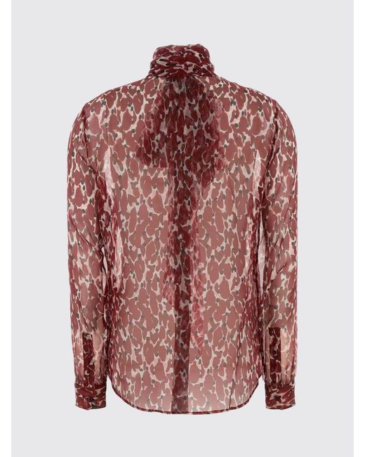 Saint Laurent Brown Silk Shirt With Floral Print