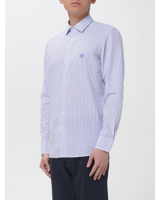 Etro Purple Striped Cotton Shirt for men