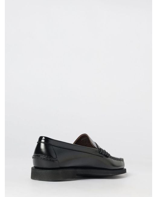 Sebago White Brushed Leather Penny Loafers With Saddle Strap And Raised Apron Toe for men