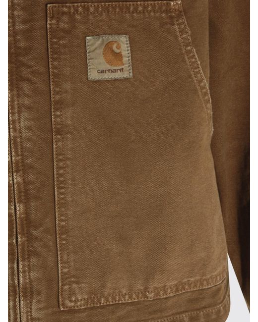 Carhartt Brown Og Arcan Cotton Shirt Jacket With Zip And Patch Pockets for men