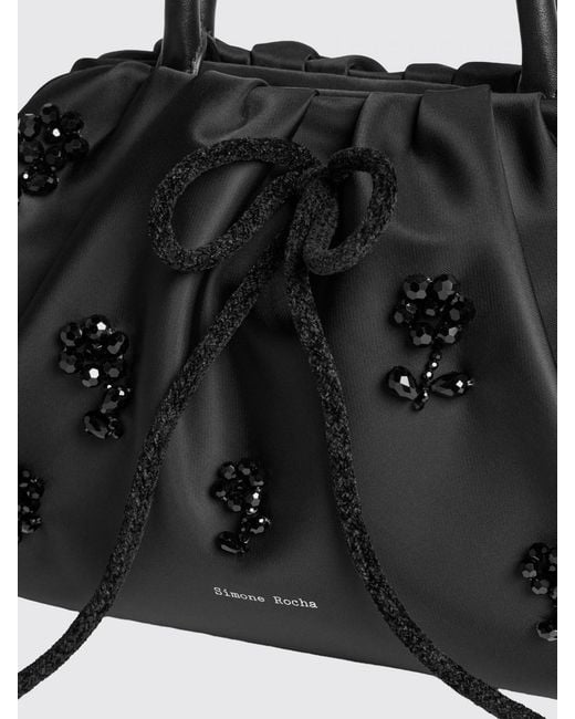 Simone Rocha Black Draped Nylon Bag With Embroidered Crystals