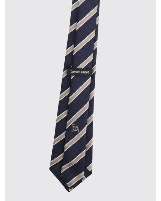 Giorgio Armani White Jacquard Striped Silk Tie for men