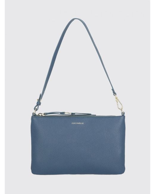 Coccinelle Blue C-Easy Hammered Leather Pouch