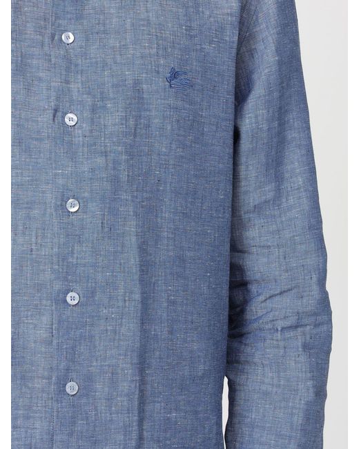 Etro Blue Linen Shirt for men