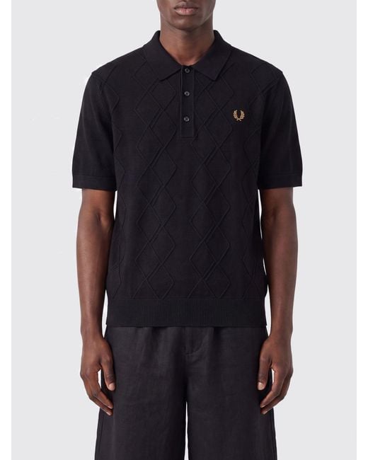 Fred Perry Blue Short-Sleeved Viscose Knit Polo Shirt With Embroidered Logo for men