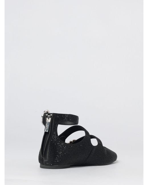 Kurt Geiger White Satin Mary Jane Ballet Flats With Applied Rhinestones