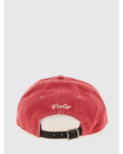 Polo Ralph Lauren Red Ribbed Cotton Velvet Hat for men