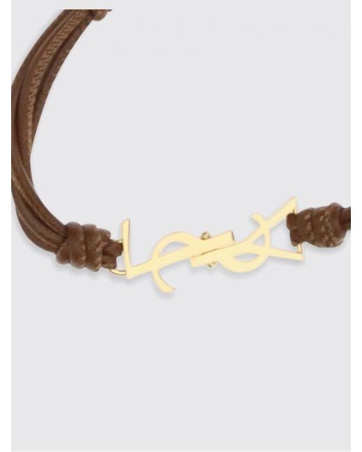 Saint Laurent Multicolor Cassandre Leather And Brass Bracelet
