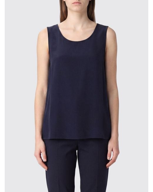 Max Mara Blue Basic Satin Top