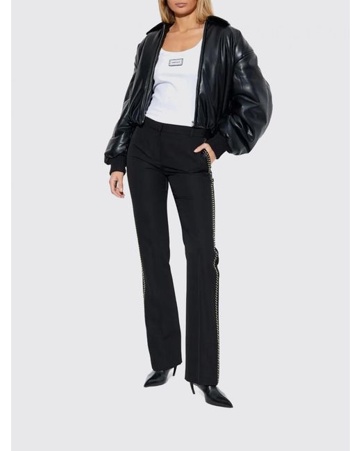 Versace Blue Wool Trousers With Studs And Rhinestones