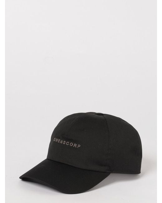 Rick Owens Black Cotton Canvas Owenscorp Hat for men