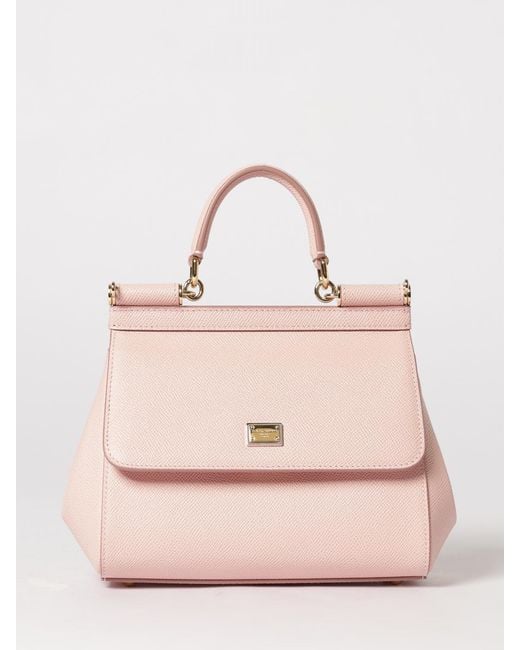 Dolce & Gabbana Pink Dolce &Amp Gabbana Medium Sicily Dauphine Calfskin Handbag