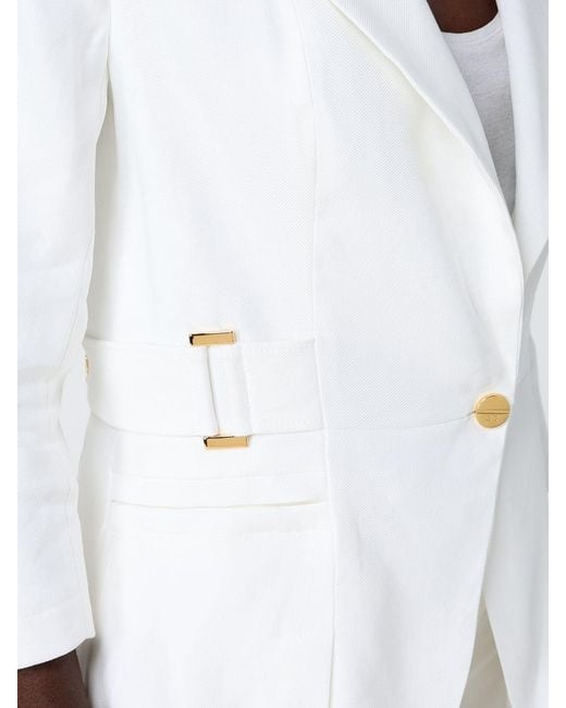 Elisabetta Franchi White Single-Breasted Blazer