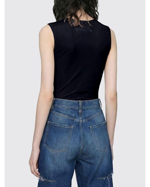 Maison Margiela Blue Stretch Nylon Bodysuit