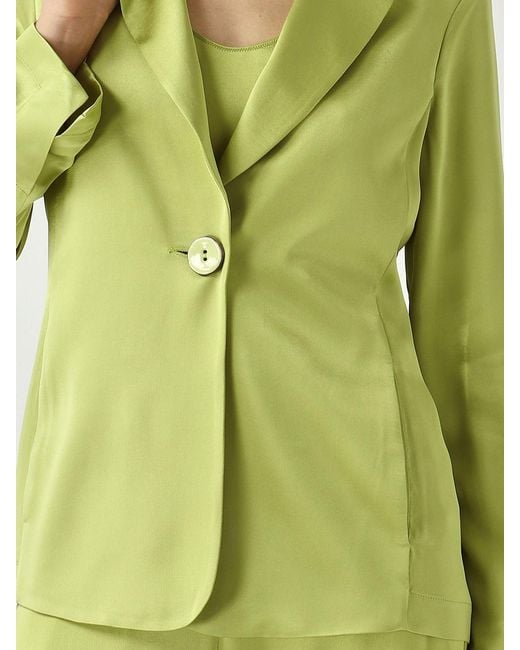 Maliparmi Green Single Breasted Satin Blazer