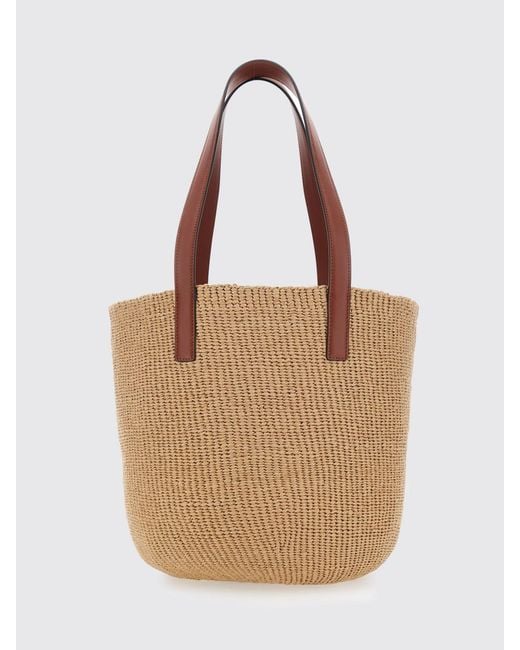 Chloé Brown Chlo&Eacute Horse Medal Raffia Shoulder Bag With Double Leather Handles