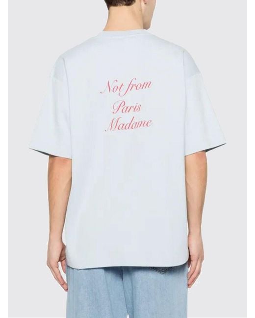 Drole de Monsieur White Cotton Casual T-Shirt With Slogan for men