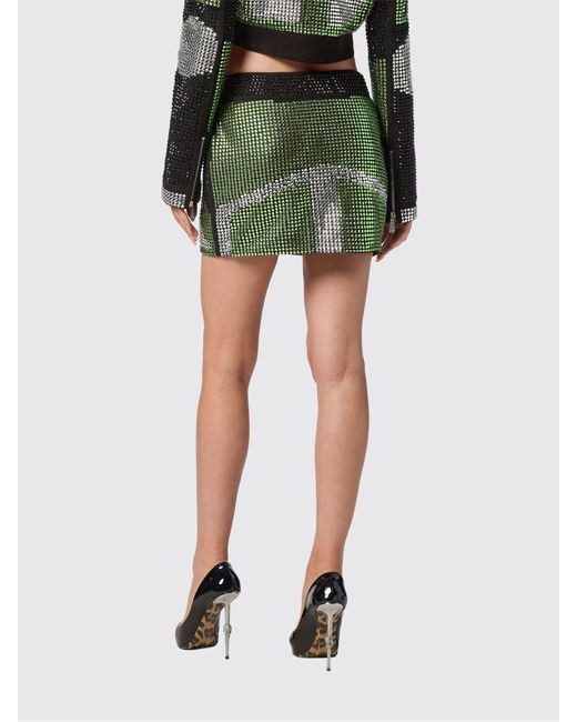 Philipp Plein Green Mini Skirt With Rhinestones