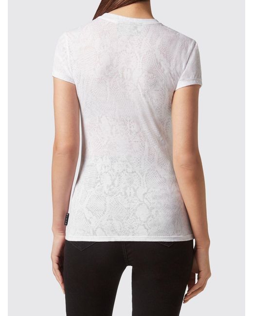 Philipp Plein White Slim Fit Cotton T-Shirt With Skull Print And Rhinestones