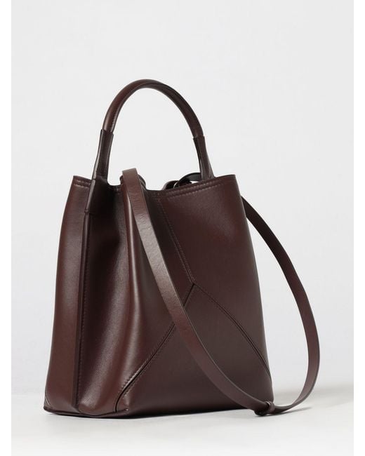 Victoria Beckham Brown Leather Bucket Bag With Tubular Handle