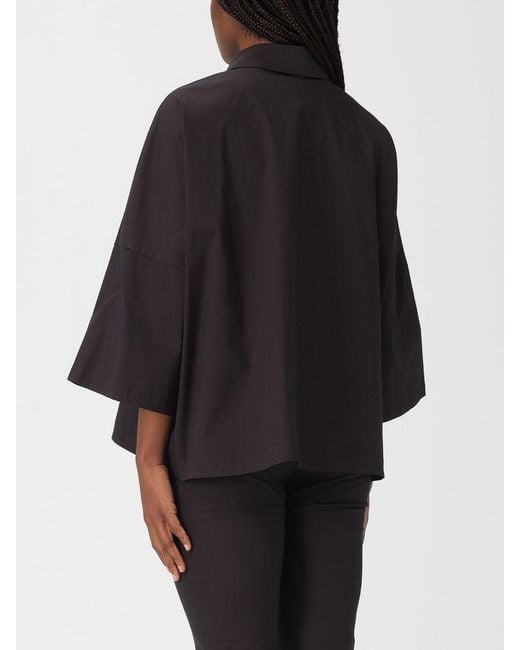 Liviana Conti Black Flora Cotton Blend Shirt