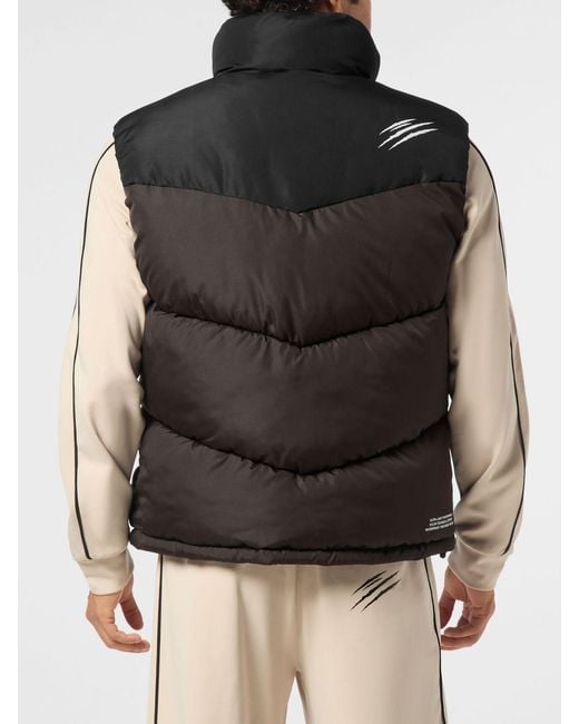 Philipp Plein Gray Logo Padded Nylon Vest for men