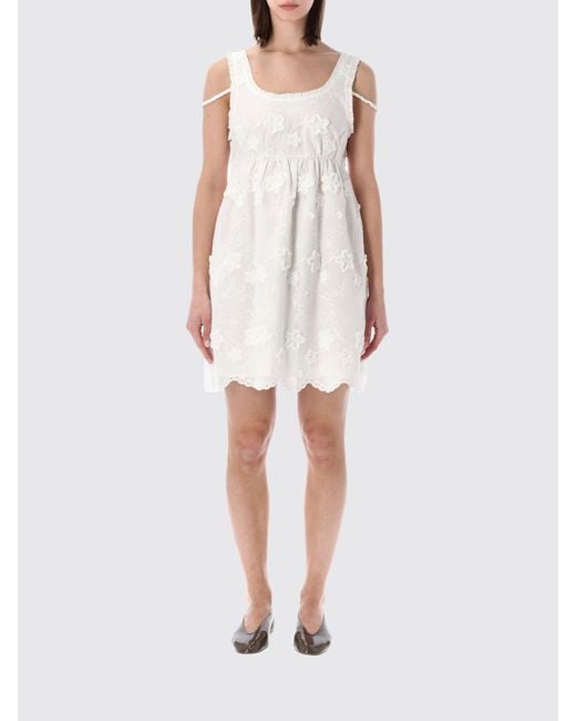 THE GARMENT White Off-The-Shoulder Organic Cotton Mini Dress With Square Neckline