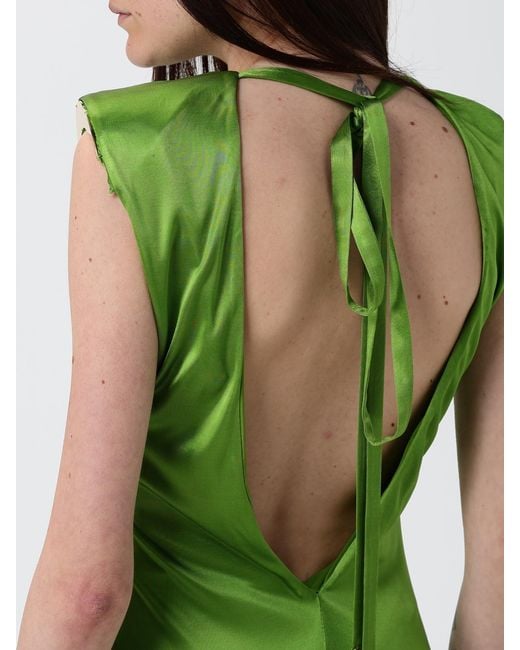 Elisabetta Franchi Green Draped Open-Back Dress
