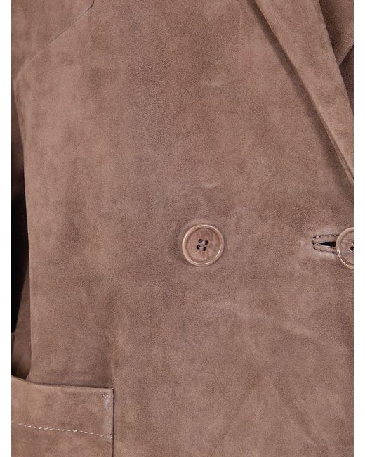Salvatore Santoro Brown Double-Breasted Suede Blazer