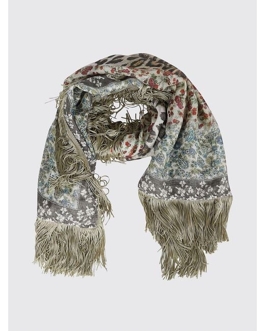 Faliero Sarti Gray Animal Print Silk Blend Scarf
