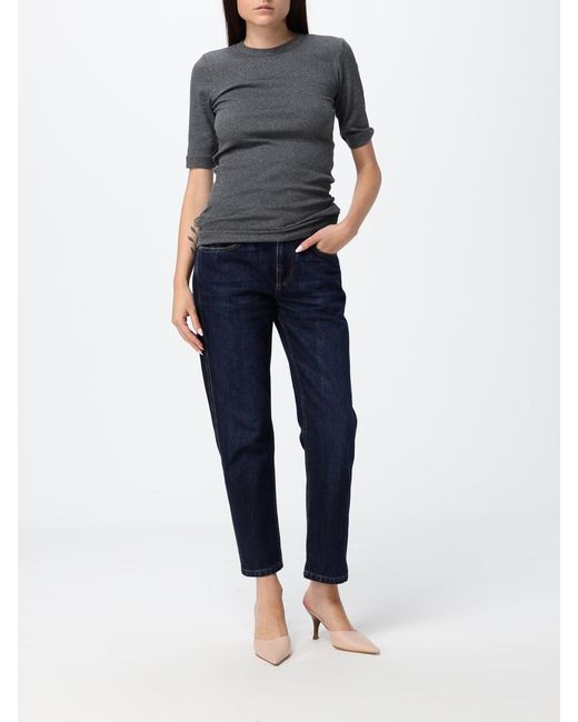 Brunello Cucinelli Blue High-Waisted Straight-Leg Cropped Jeans