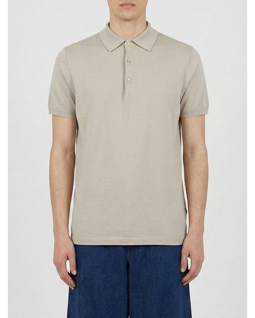 Aspesi Natural Cotton Knit Polo Shirt for men