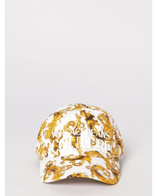 Versace Jeans Couture Metallic Cotton Twill Hat With Baroque Print for men