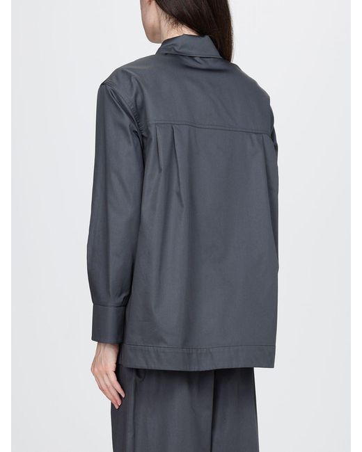 Max Mara Gray Cotton Poplin Blouse