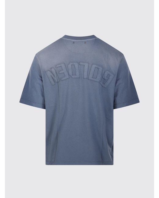 Golden Goose Deluxe Brand Blue Relaxed Fit Cotton Jersey T-Shirt With Logo Patch for men