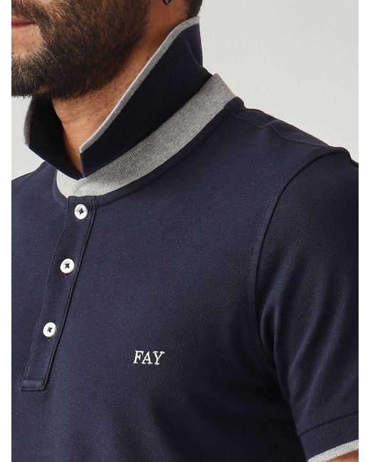 Fay Blue Basic Cotton Polo Shirt for men