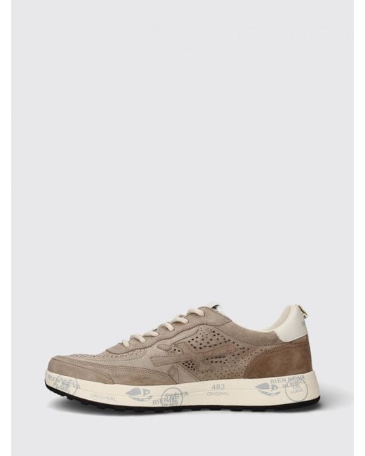 Premiata White Nous Perforated Suede Sneakers for men