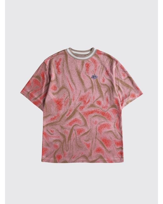 MACCAPANI Red Patterned Viscose T-Shirt