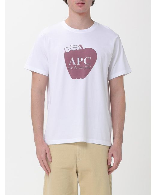 A.P.C. White Printed Cotton T-Shirt for men