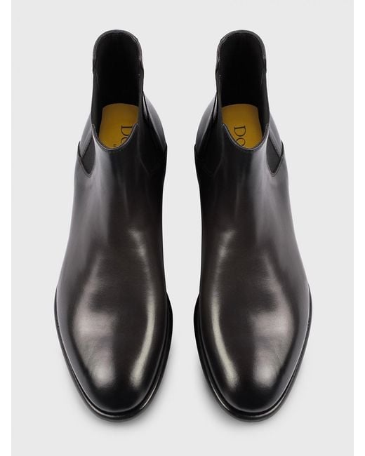 Doucal's Black Leather Ankle Boots for men